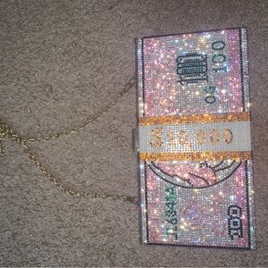Bling money bag clutch